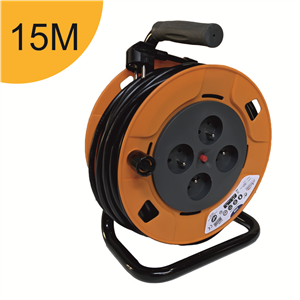 ENROULEUR 15M  + 4 PRISES IP20 - H05VV-F 3GX1.5MM