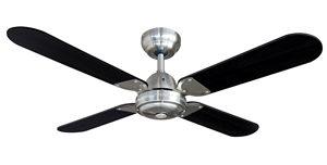 VENTILATEUR DE PLAFOND 4 PALES MODERNE OWANDO 106CM NOIR ET CHROME