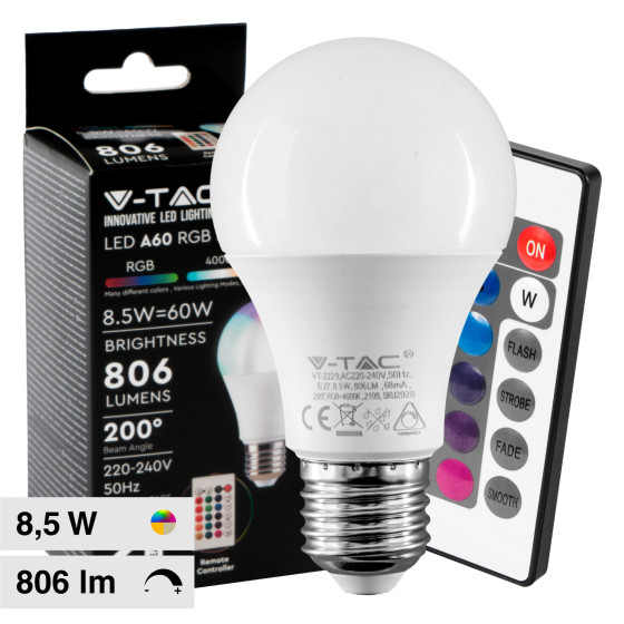 VTAC LED A60 RGB BULB AVEC TELECOMMANDE